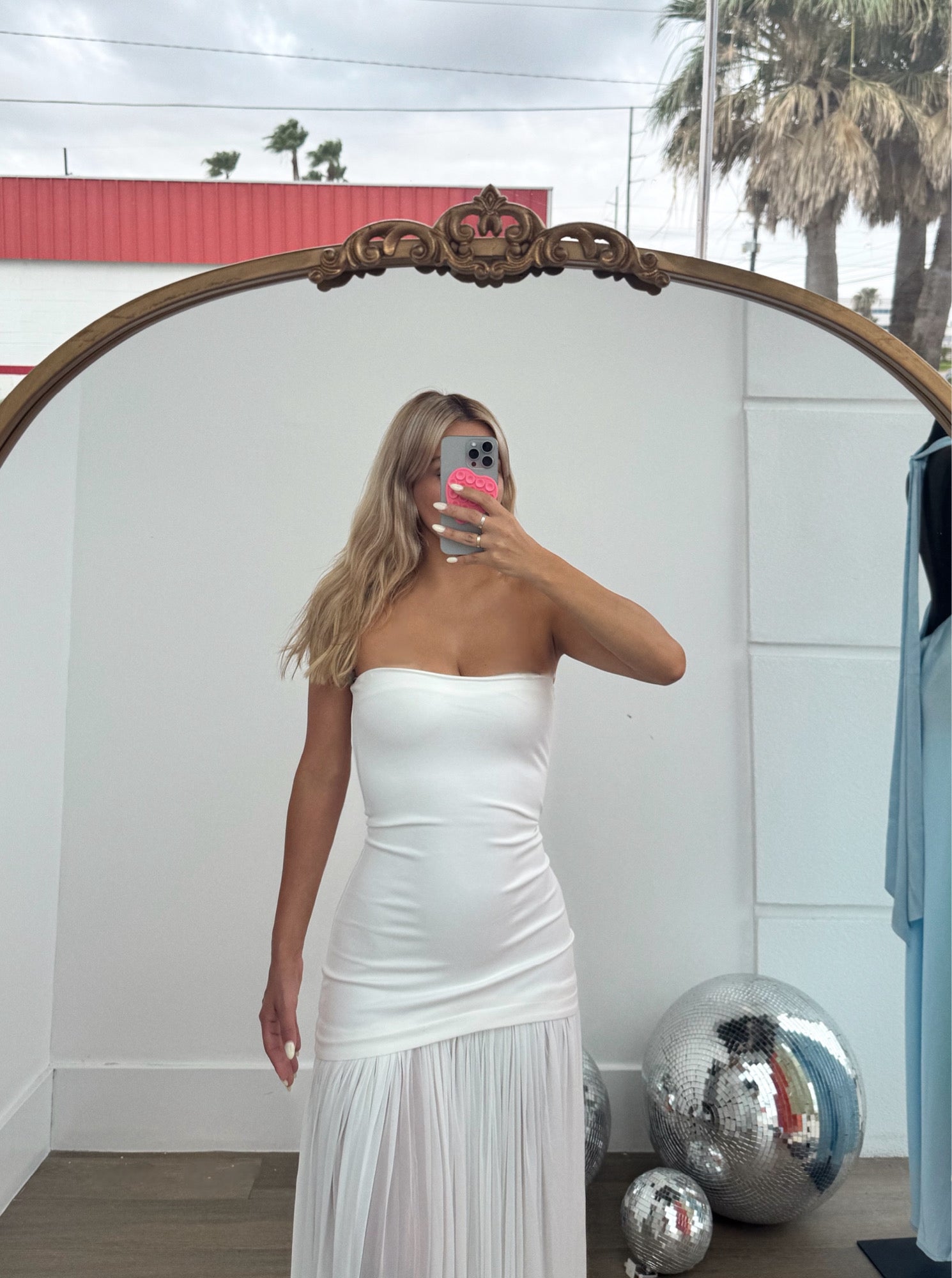 Elegant Tube Maxi Dress with Shirred Chiffon Details