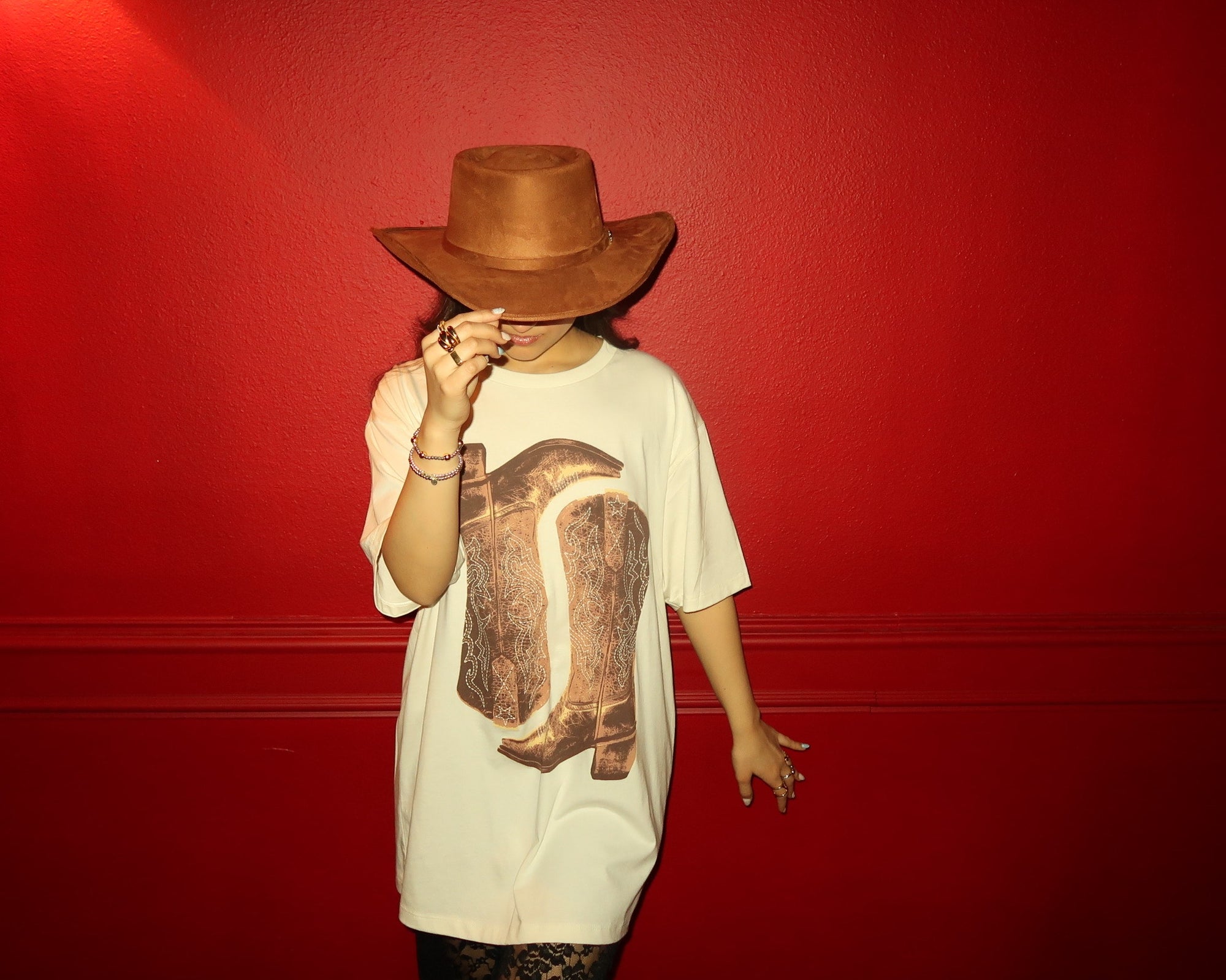 Western Boots Graphic Top - Boyfriend Tee