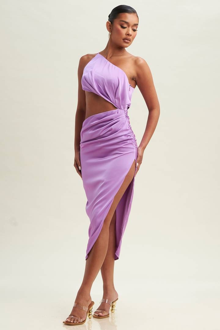 Remember This Moment Lavender Satin Strapless Mermaid Maxi Dress