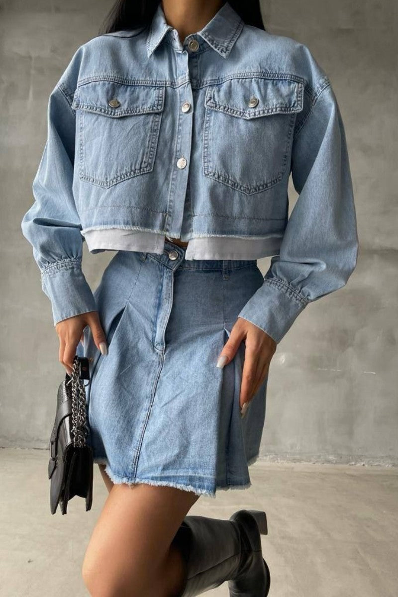 Oh Girl Denim Skirt Set