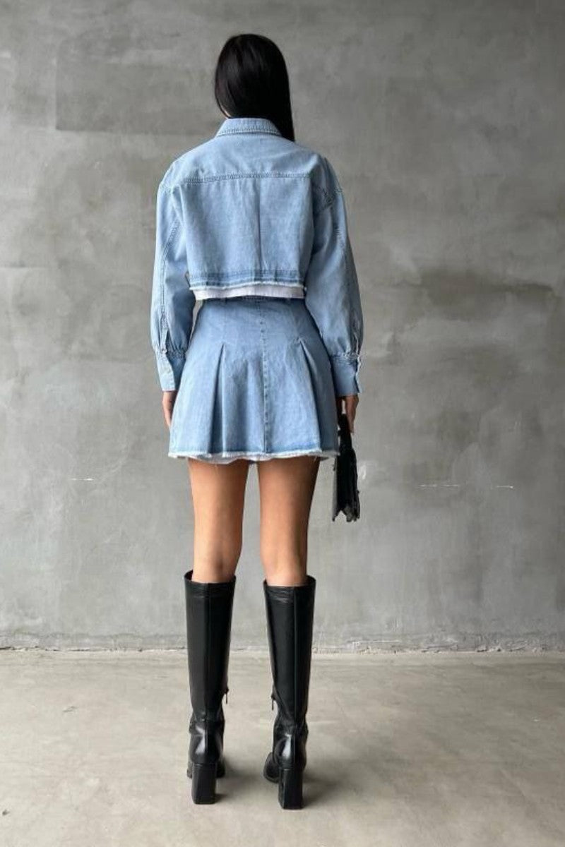 Oh Girl Denim Skirt Set