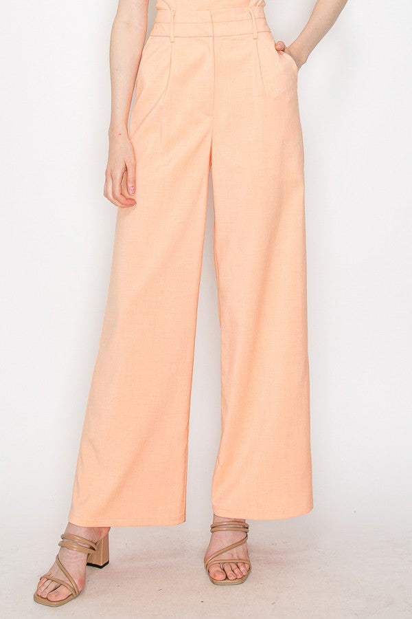 Chic Sweetheart Sleeveless Woven Top & Double Waist Woven Trousers Set