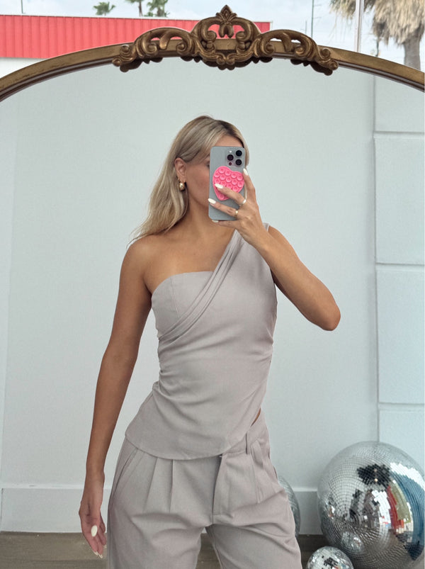 Exclusive Asymmetrical One Shoulder Draped Zip Top - Maïa Boutique