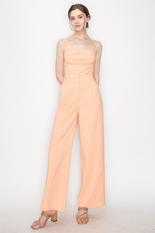 Chic Sweetheart Sleeveless Woven Top & Double Waist Woven Trousers Set