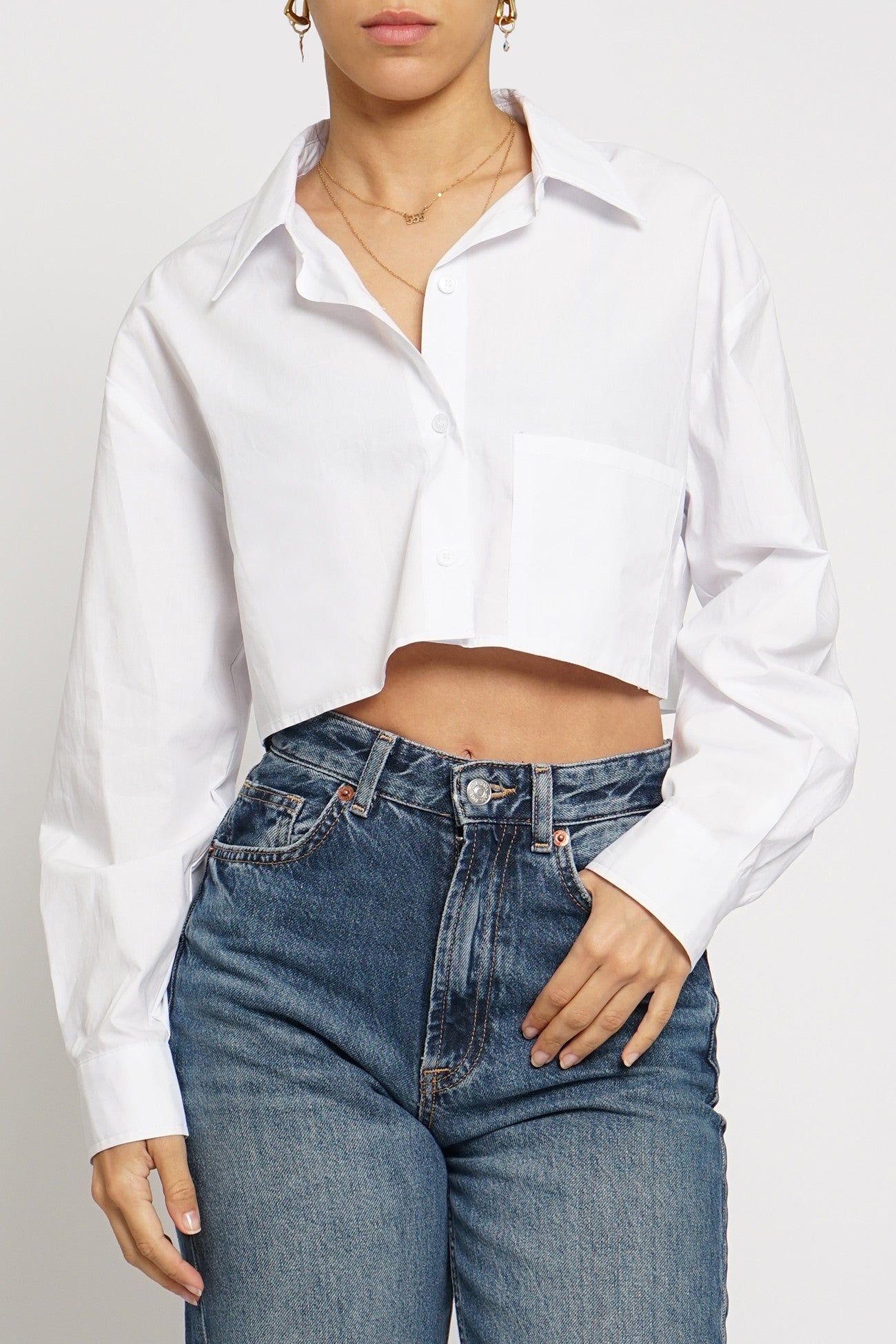 Solid Poplin Cropped Shirt