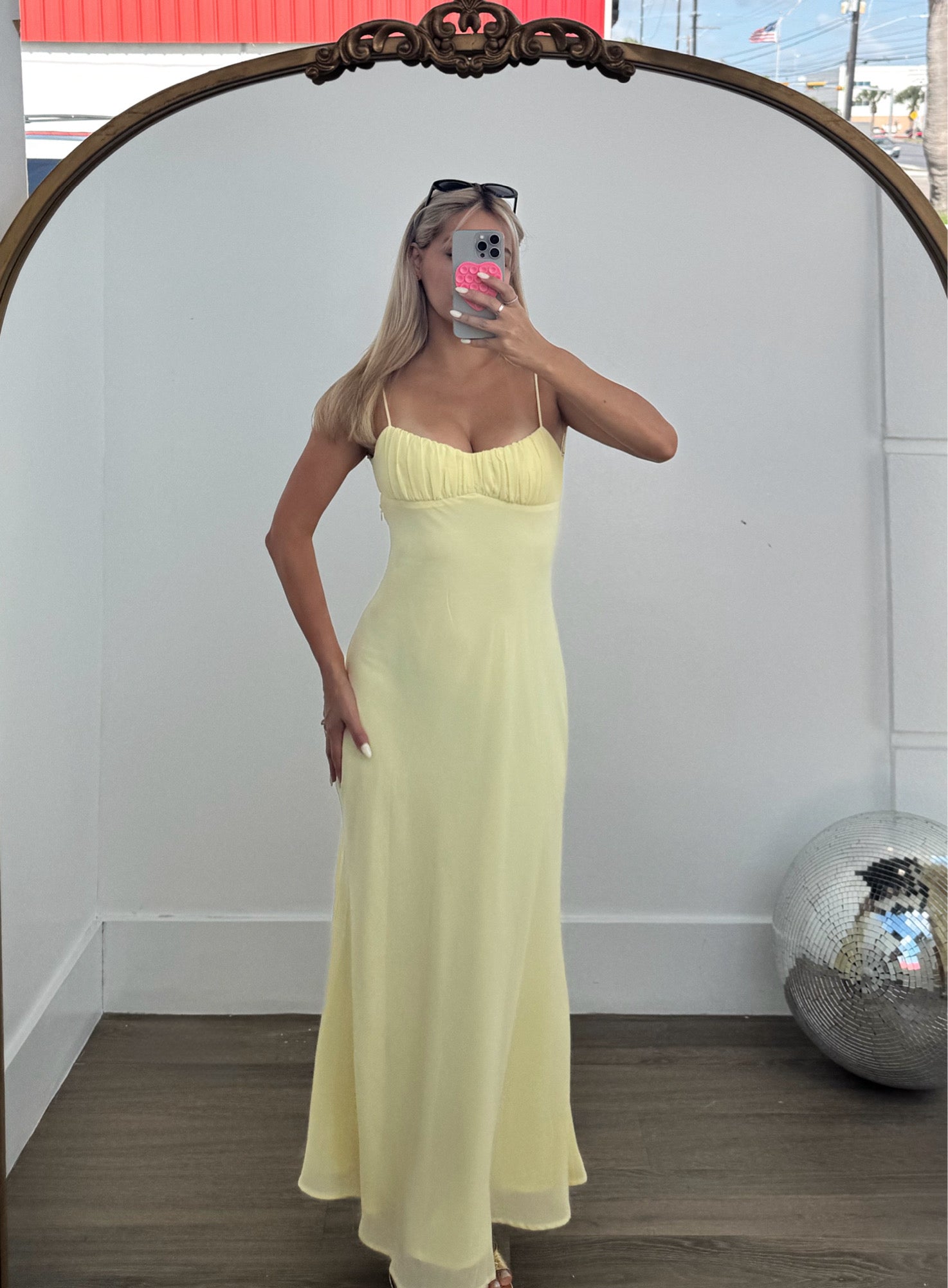 Twist Back Lined Flowy Skirt Maxi Dress