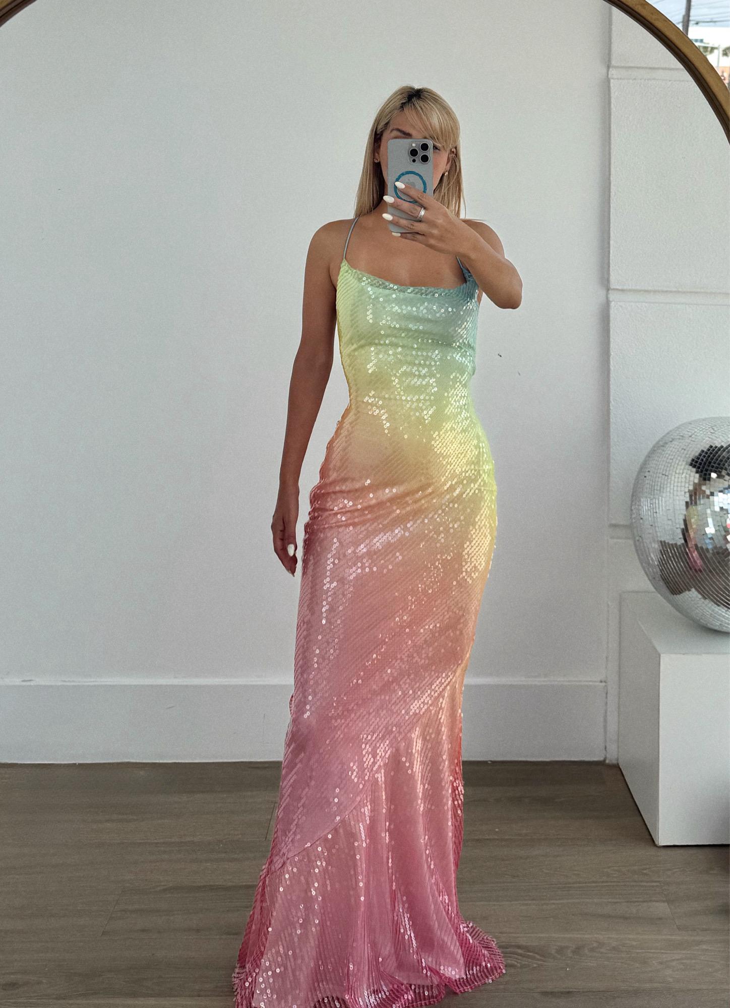 Exclusive Rainbow Ombre Sequin Maxi Dress - Glamorous & Trendy - Maa Boutique Exclusive Rainbow Ombre Sequin Maxi Dress - Glamorous & Trendy - Maa Boutique