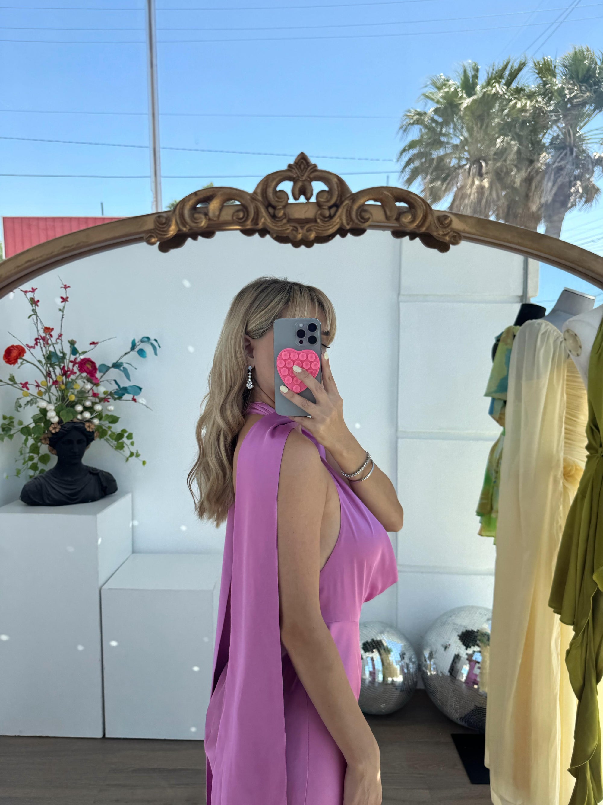 Elegant Solid Satin Halter Maxi Dress