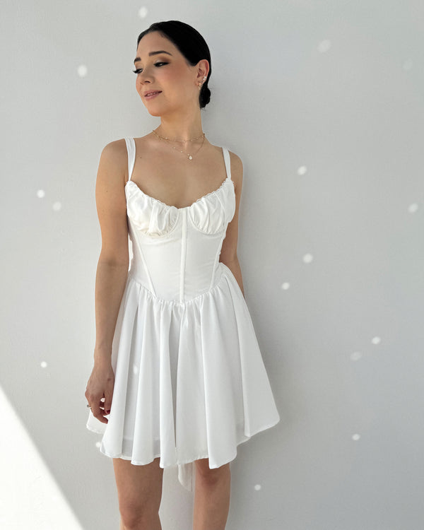 Sweethart Mini Chiffon Dress with Corset Back Dusty Blue main image 0